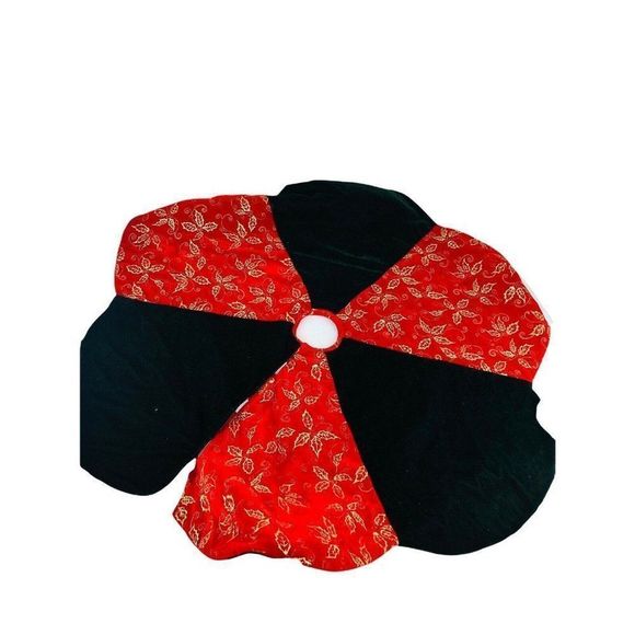Unbranded Holiday Christmas Tree Skirt Red Green Gold Metallic